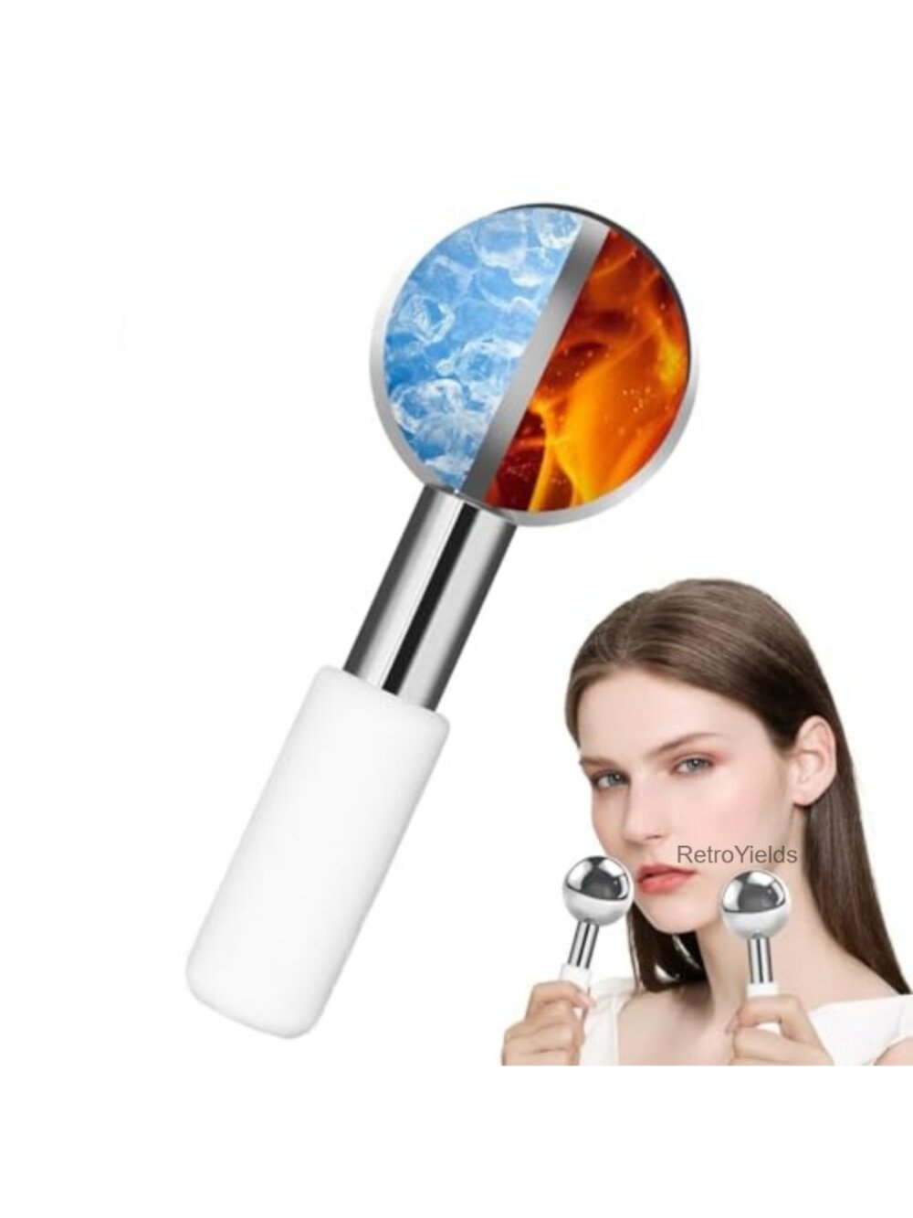 Stainless Steel Ice Globe Facial Massager Cryo Ball for Face & Eyes